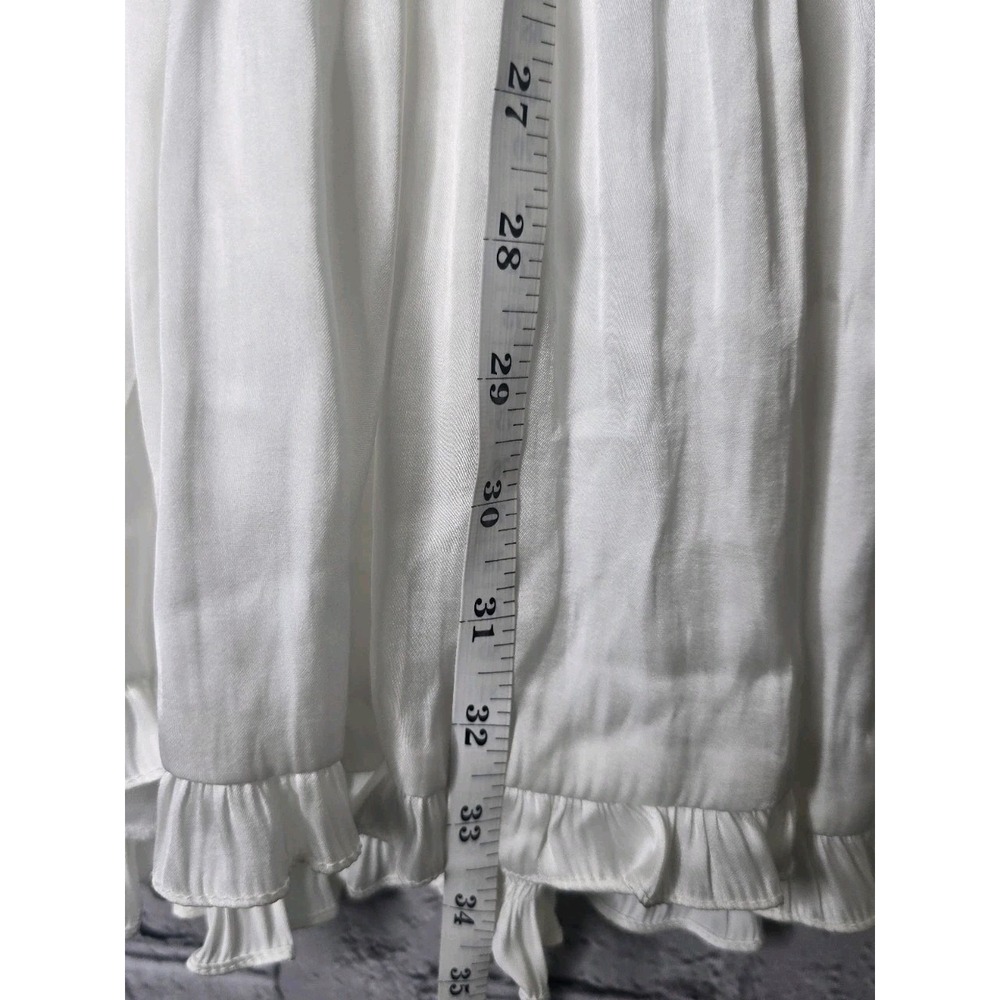 Davids Bridal Studio Soft Pearl White Ruffle Charmeuse Mini Dress New Size 6 - Picture 10 of 12